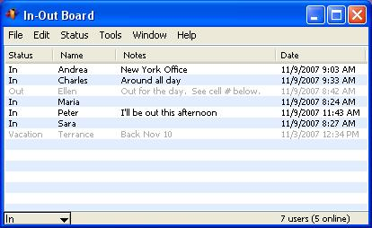Screenshot of In-Out Board 1.0