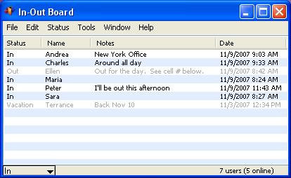 In-Out Board screen shot